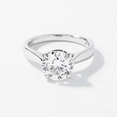 Lab Grown Round Cut Diamond Engagement Ring 14K White Gold ( ct