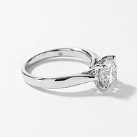 Lab Grown Round Cut Diamond Engagement Ring 14K White Gold ( ct