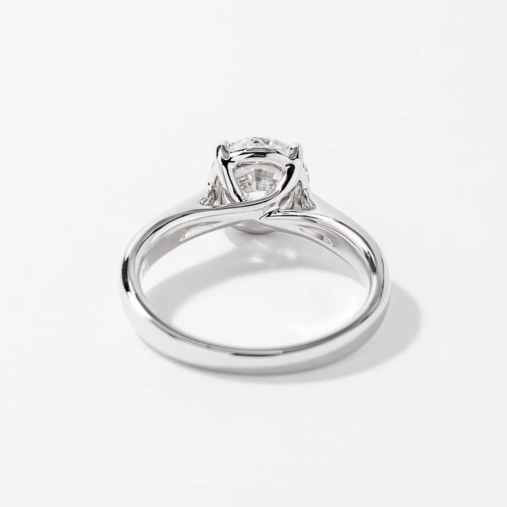 Lab Grown Round Cut Diamond Engagement Ring 14K White Gold ( ct