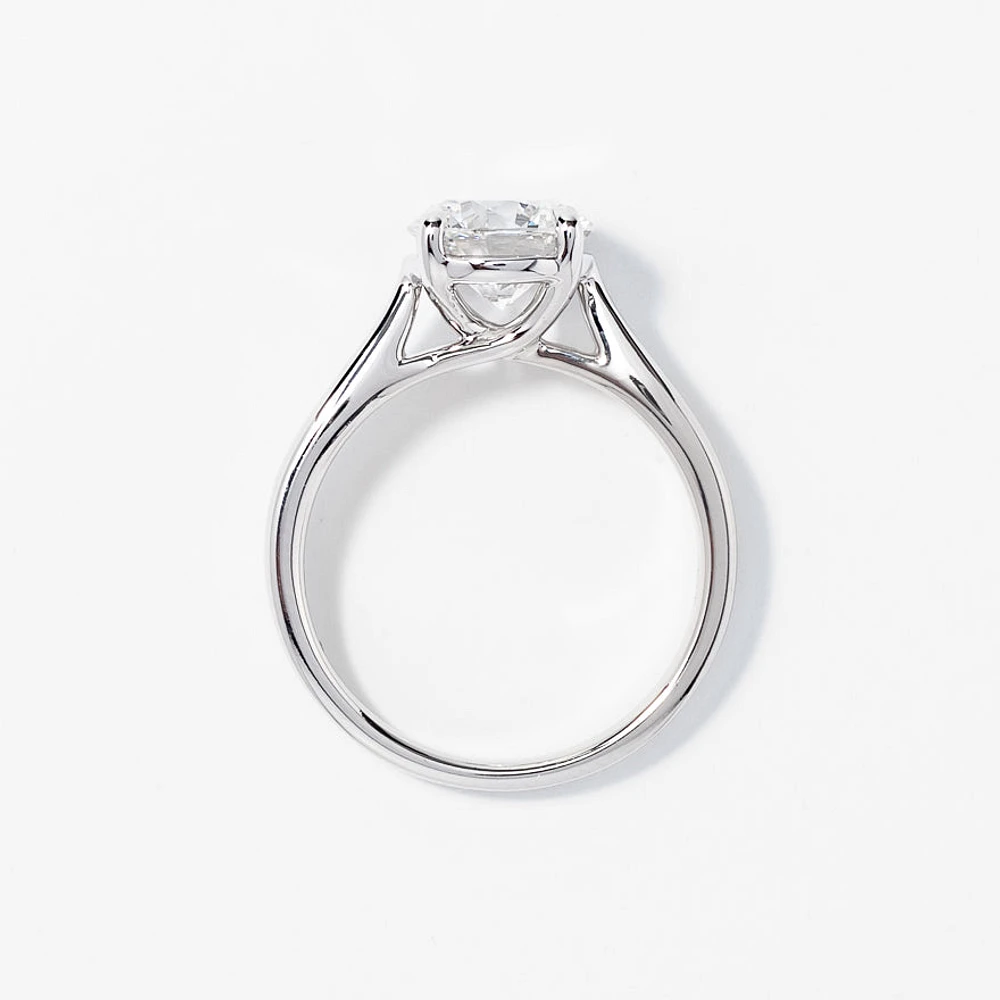Lab Grown Round Cut Diamond Engagement Ring 14K White Gold ( ct