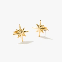 Eight Point Star Stud Earrings in 14K Yellow Gold