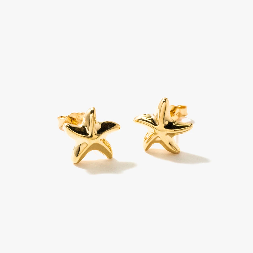 Starfish Stud Earrings in 14K Yellow Gold