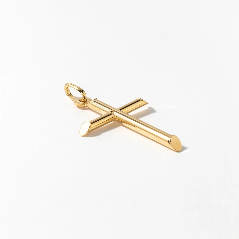 Tube Cross Pendant in 10K Italian Yellow Gold
