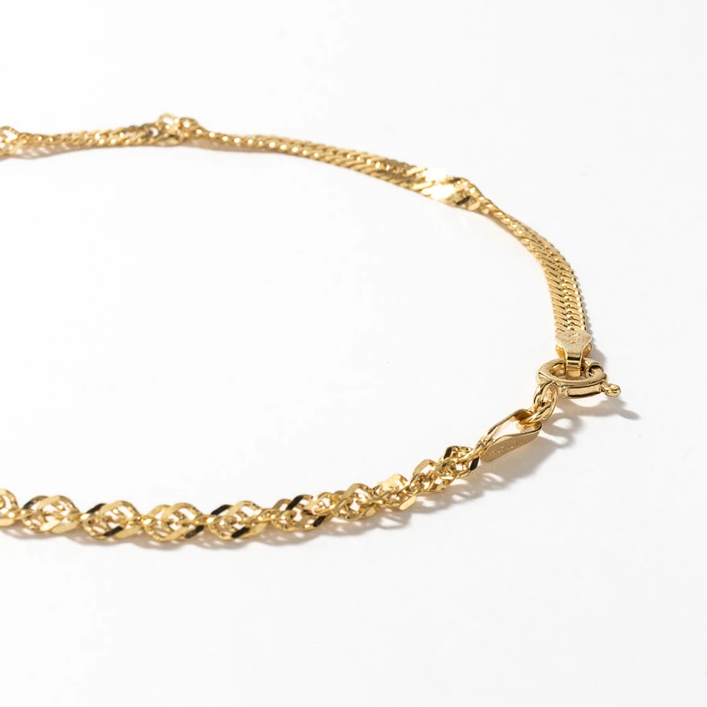 2.2mm 10K Yellow Gold Singapore Bracelet