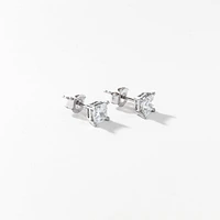 Lab Grown Princess Cut Diamond Stud Earrings in 14K White Gold ( 1.00