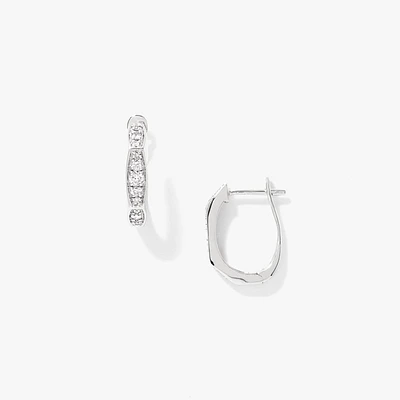 Diamond J-Hoop Earrings in 10K White Gold (0.25 ct tw)