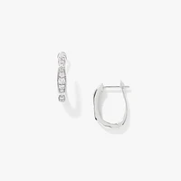 Diamond J-Hoop Earrings in 10K White Gold (0.25 ct tw)