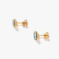 9x7mm Dark Opal Stud Earrings in 10K Yellow Gold