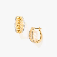 Twist Diamond J-Hoop Earrings in 10K Yellow Gold (0.50ct tw)