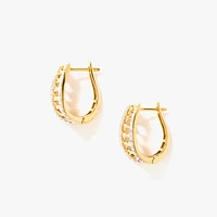 Twist Diamond J-Hoop Earrings in 10K Yellow Gold (0.50ct tw)