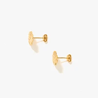 Diamond Cut Flower Stud Earrings in 14K Yellow Gold