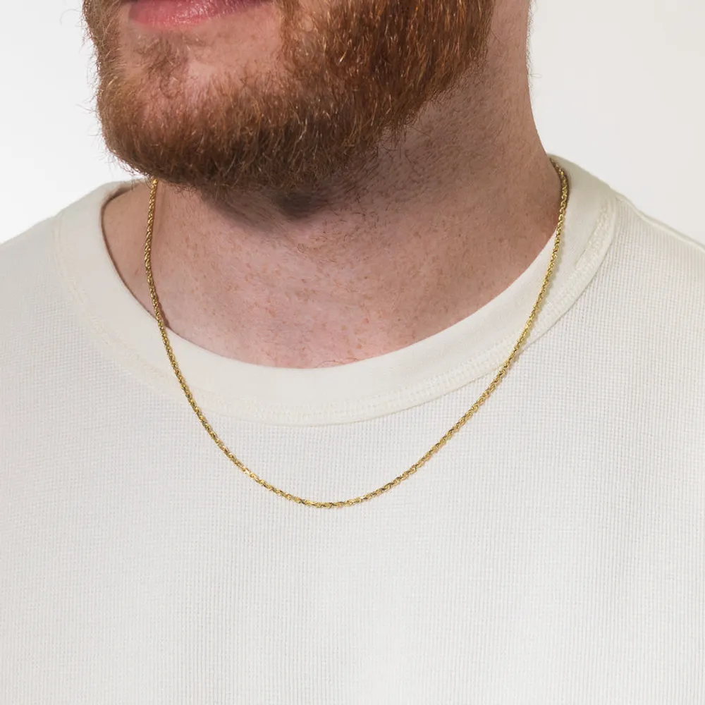 2mm Diamond Cut Rope Chain in 10K Yellow Gold (20")