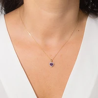 Heart Shaped Amethyst Necklace in 10K Yellow Gold