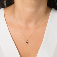 Heart Shaped Garnet Necklace in 10K Yellow Gold