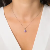 Amethyst Pendant with Diamond Accents in 10K White Gold