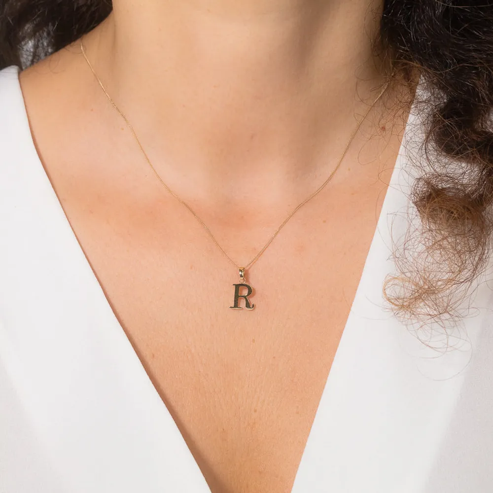 "R" Initial Pendant in 10K Yellow Gold