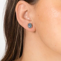 10x8mm Dark Opal Stud Earrings in 10K Yellow Gold