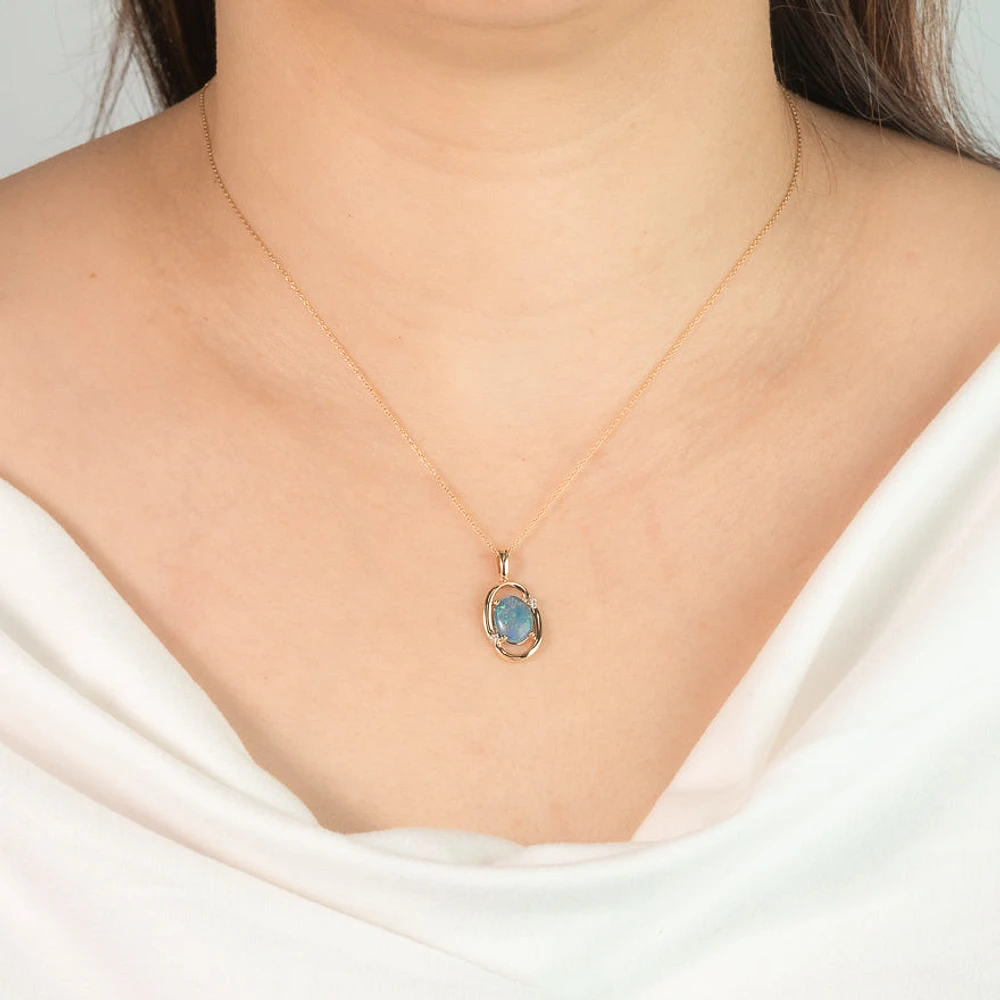 Dark Opal Necklace in 10K Yellow Gold