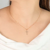 Diamond Cut Cross Pendant in 14K Yellow Gold