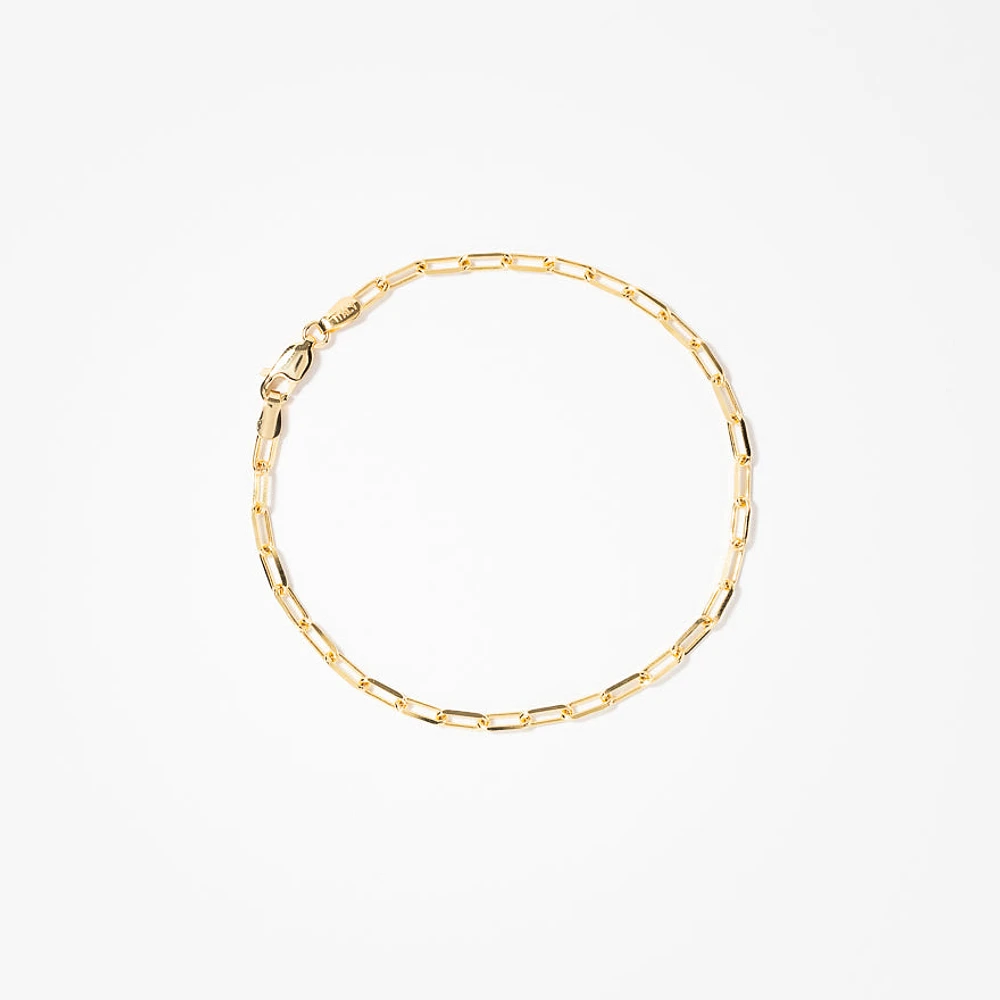 10K Italian Yellow Gold Bevelled Edge Paper Clip Bracelet