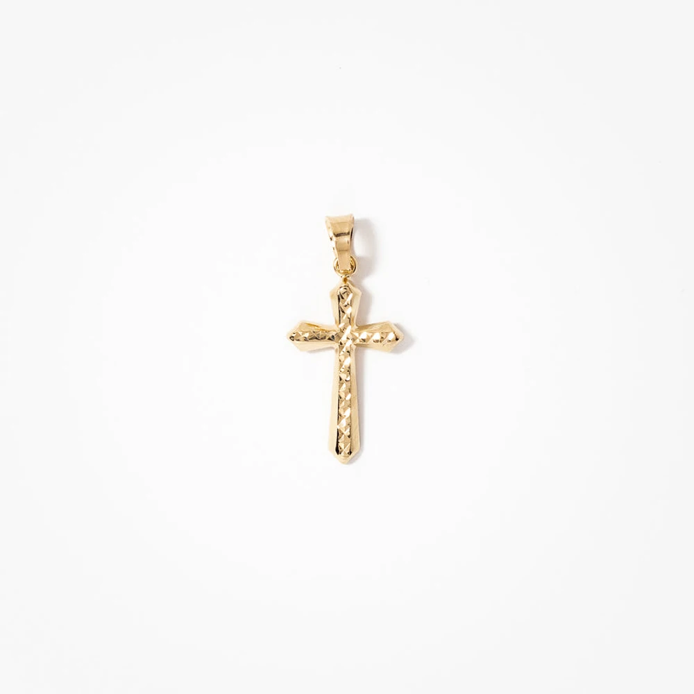 Diamond Cut Cross Pendant in 14K Yellow Gold
