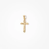 Diamond Cut Cross Pendant in 14K Yellow Gold