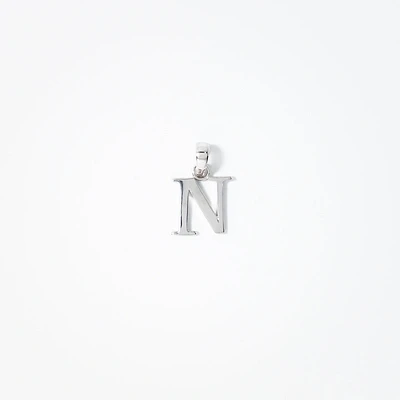 "N" Initial Pendant in 10K White Gold