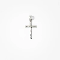Diamond Cut Cross Pendant in 14K White Gold