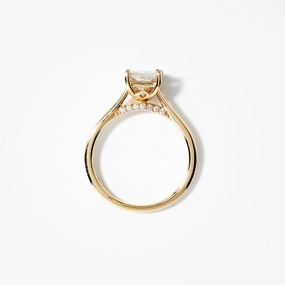 Lab Grown Princess Cut Diamond Engagement Ring 14K Yellow Gold (1.0