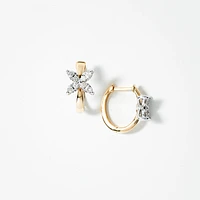 Flower Hoop Earrings in 10K Yellow and White Gold (0.48 ct tw)