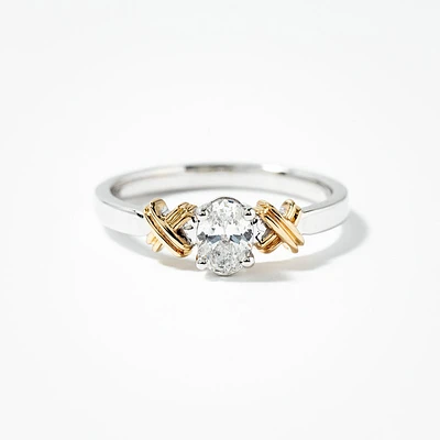 Lab Grown Diamond Promise Ring 10K Yellow and White Gold (0.30 ct t