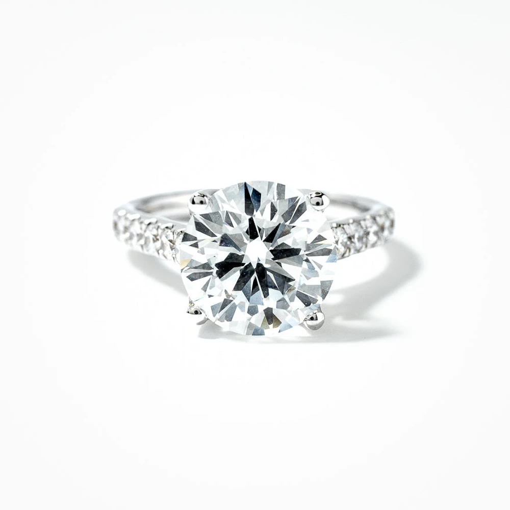 Lab Grown Round Cut Diamond Engagement Ring 14K White Gold (4.50 ct