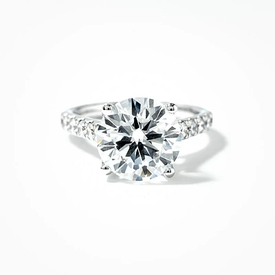 Lab Grown Round Cut Diamond Engagement Ring 14K White Gold (4.50 ct