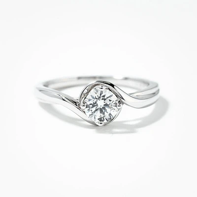 Lab Grown Round Diamond Swirl Promise Ring 14K White Gold (0.50 ct