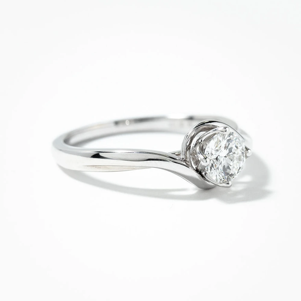 Lab Grown Round Diamond Swirl Promise Ring 14K White Gold (0.50 ct