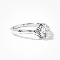 Lab Grown Round Diamond Swirl Promise Ring 14K White Gold (0.50 ct