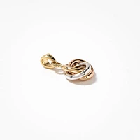 Tri-Coloured Love Knot Stud Pendant in 10K Gold