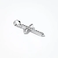 Diamond Cut Cross Pendant in 10K White Gold