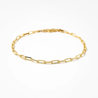 10K Italian Yellow Gold Bevelled Edge Paper Clip Bracelet