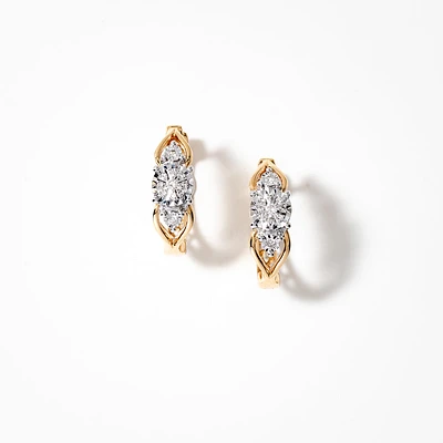 Diamond Hoop Earrings in 10K Yellow and White Gold (0.18 ct tw)