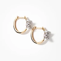 Flower Hoop Earrings in 10K Yellow and White Gold (0.48 ct tw)