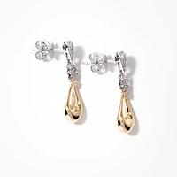 Diamond Cluster Dangle Earrings in 10K Yellow and White Gold (0.33 ct