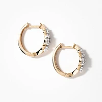 Diamond Hoop Earrings in 10K Yellow and White Gold (0.18 ct tw)