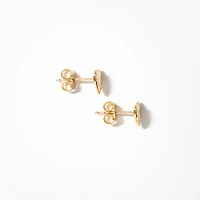 Diamond Cut Puff Heart Stud Earrings in 10K Yellow Gold