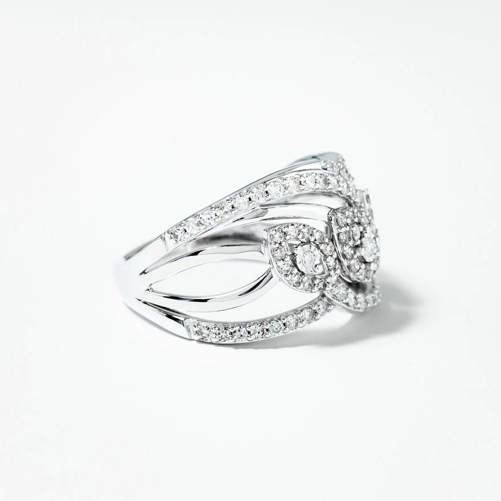 Diamond Cluster Ring 10K White Gold (0.75 ct tw)