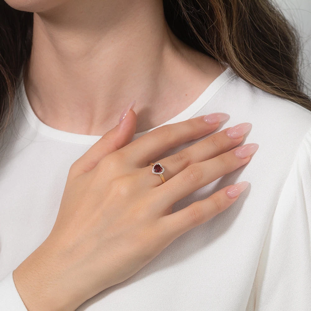 10K Yellow Gold Heart Garnet Ring