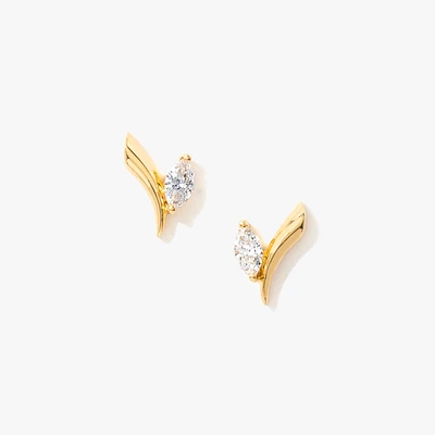 Marquise Cut Lab Grown Diamond Earrings in 10K Yellow Gold (0.36 ct tw