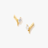 Marquise Cut Lab Grown Diamond Earrings in 10K Yellow Gold (0.36 ct tw