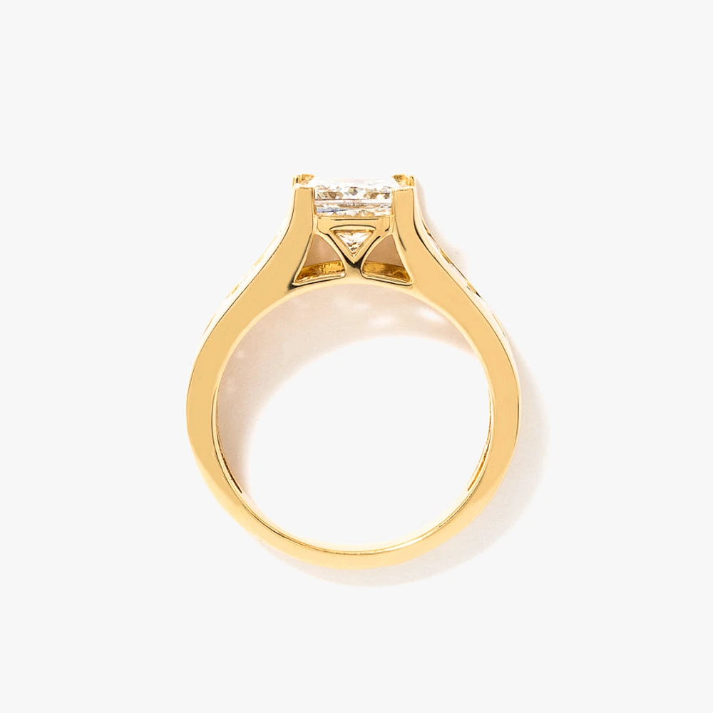 Lab Grown Princess Cut Diamond Engagement Ring 14K Yellow Gold (2.6