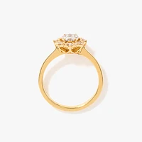 Oval Shape Diamond Cluster Ring 10K Yellow and White Gold (0.38 ct